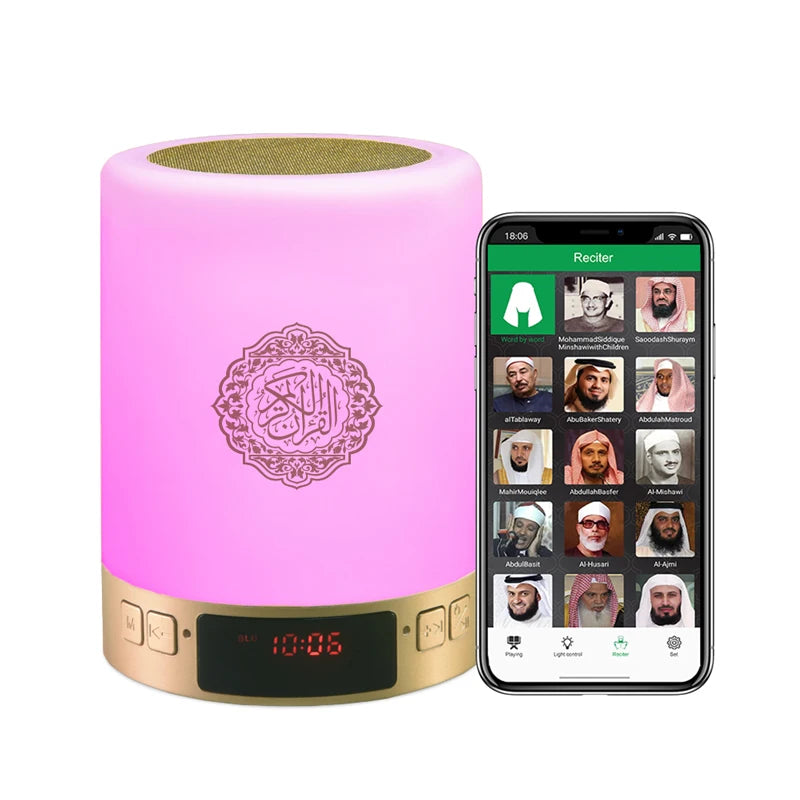 Islamic Wireless Portable Quran Speaker LED Night Light Koran Lamp With AZAN Clock Mp3 Player Muslim Gift Veilleuse Coranique