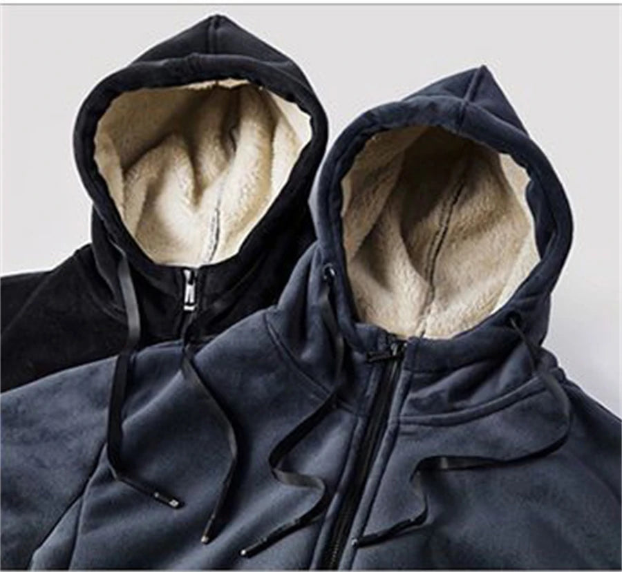 Winter Lambwool Lined 2 Pieces Sets Hooded Thicken Sweatshirt Tracksuit High Waist Harem Pant Suits Velvet Snow Wear Warm Outfit