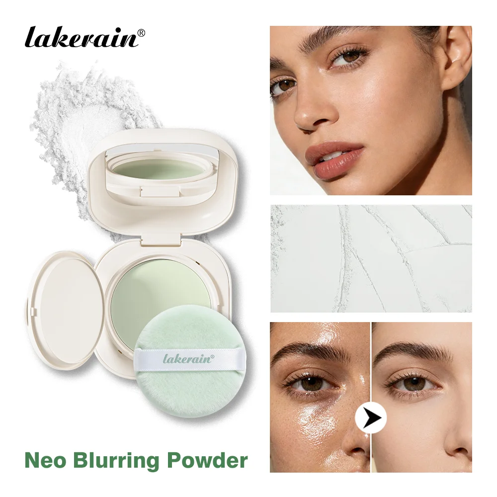 Lakerain Blurring Oil Control Powder Smooth Matte Finish Sweat Humidity Resistant Leak-Proof Design Blurring Hydrating Powder
