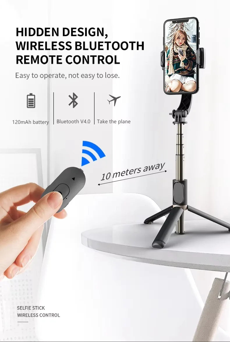 Gimbal Stabilizer for Smartphone,Selfie Stick Tripod with Remote Control Auto Balance 360° Rotation Phone Gimbal for Selfies