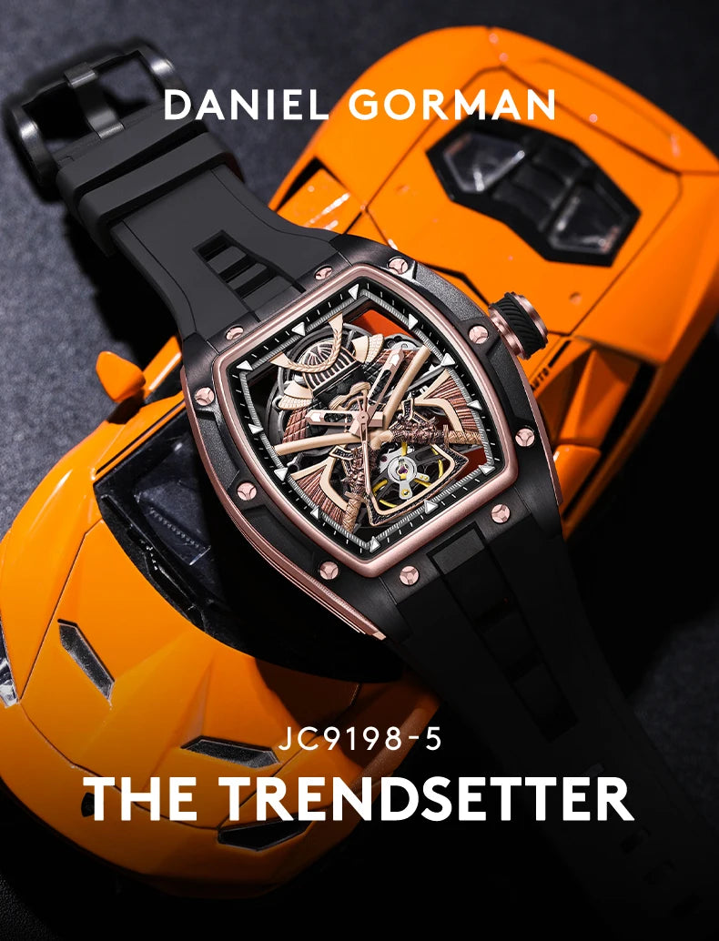 Automatic Movement Mechanical Watches for Men Fashion Black-warrior Hollow High Quality Waterproof Mens Watch Reloj Hombre