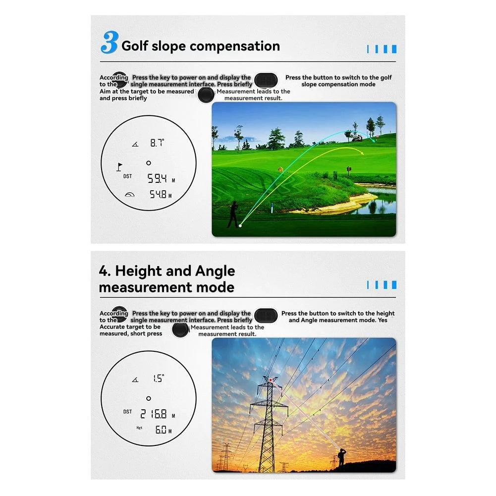 CABE-Multifunctional Golf Laser Rangefinder 600M Rechargeable Laser Distance Meter With Flagpole Lock And Slope Compensation