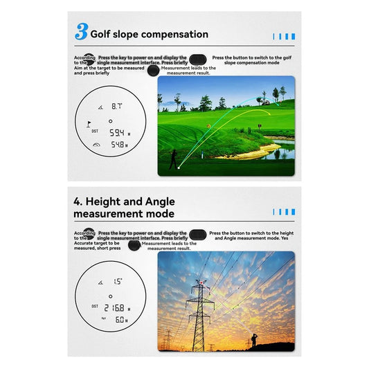 CABE-Multifunctional Golf Laser Rangefinder 600M Rechargeable Laser Distance Meter With Flagpole Lock And Slope Compensation