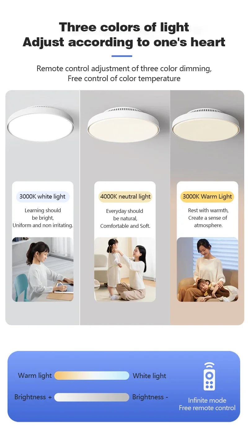 Modern Silent Living Room Bedroom Kitchen Office Ceiling Light  Ceiling Fan Light Flush Mount Bladeless Fan Lamp Remote Control