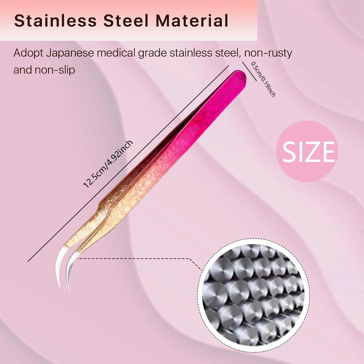 1pc/5pcs Grafting Eyelash Stainless Steel Ice Flower Gradient Tweezers Precision Color Grafting False Eyelash Tweezers