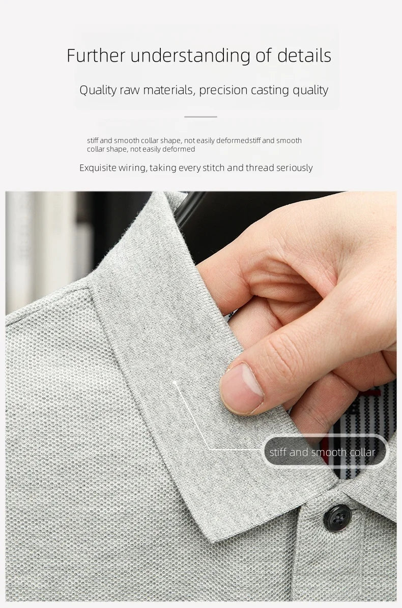 100% pure cotton T-shirt summer new men's fashionable short sleeve comfortable breathable polo shirt exquisite solid color top