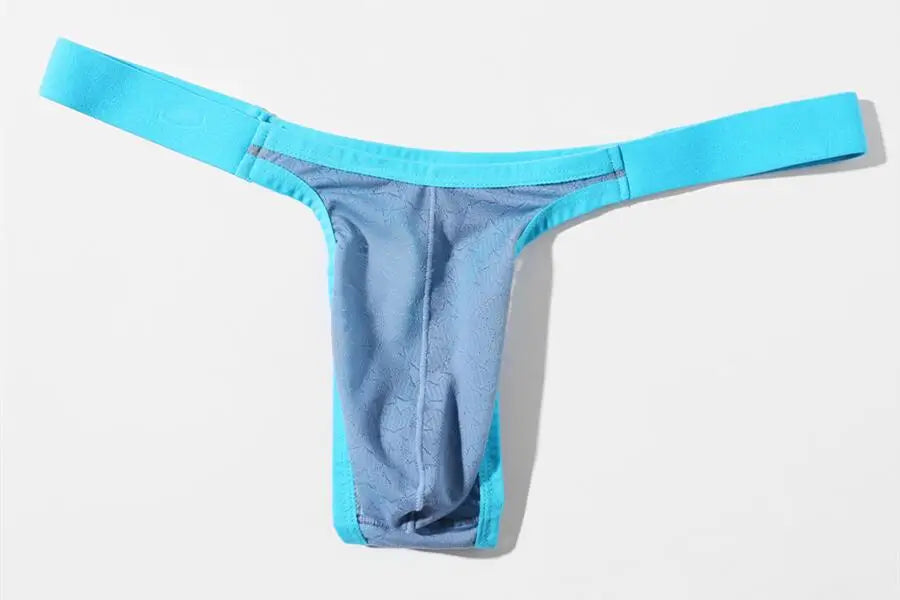 Men Thongs Sexy Underwear T-Back Underpants Breathable  Ice Silk Briefs Big U convex Pouch Thongs G-String Male Lingerie Panties