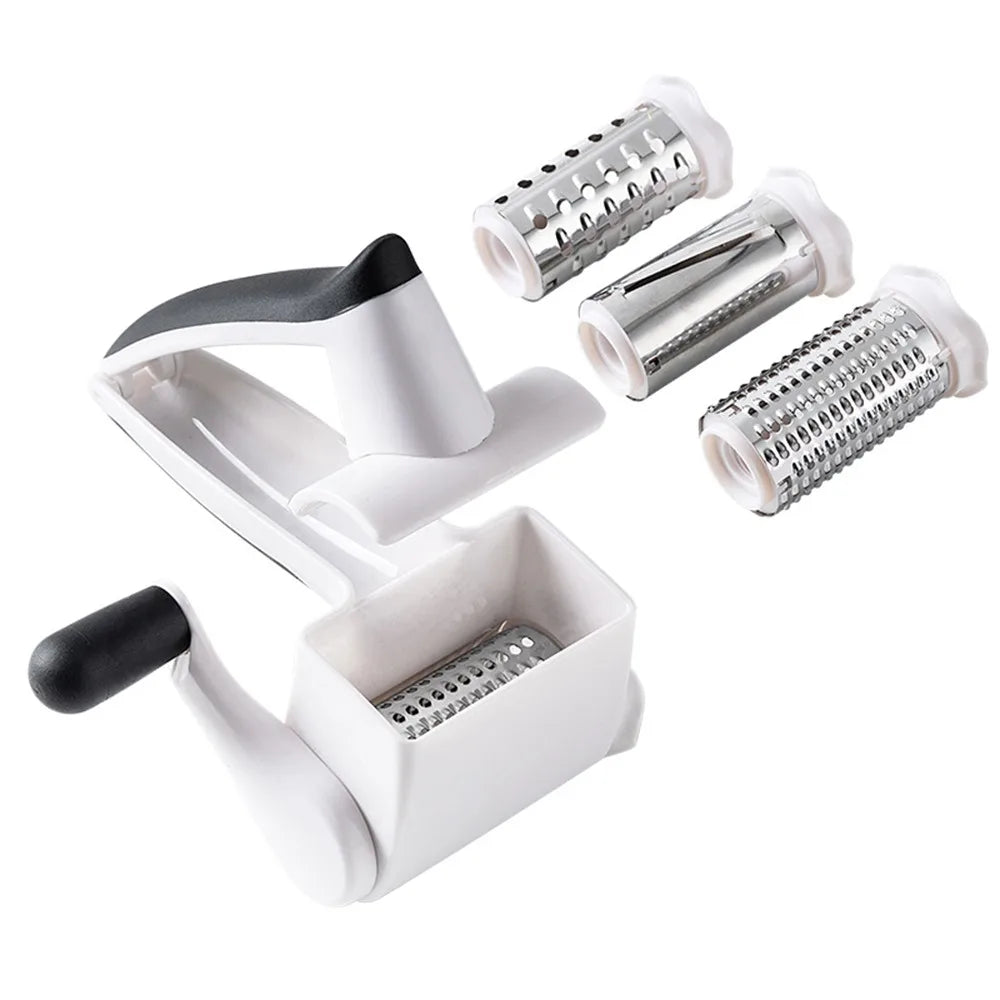 3-in-1 Hand-Cranked Cheese Grater Rotary Multi-functional Parmesan Cheese Shredder Hand Crank Stainless Steel Drum