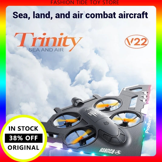 In Stock V22 Rc Aircraft Water Land Air Three In One Plane Model Glider Toy Capable Aerial With Drone Birthday Presents