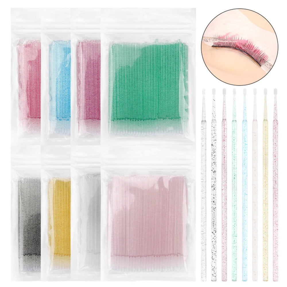 100pcs Eyelash Cleaning Brushes Micro Cotton Swab Individual Removing Makeup Brush Eyelashes Microbrush For Beauty Clean Tools
