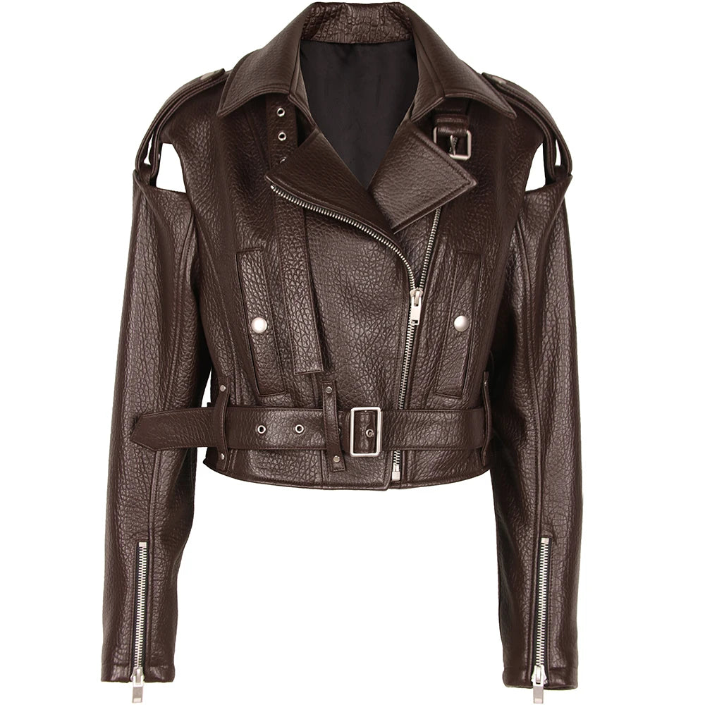 YOLOAgain Real Leather Jacket Women Cropped Jacket Spring 2025