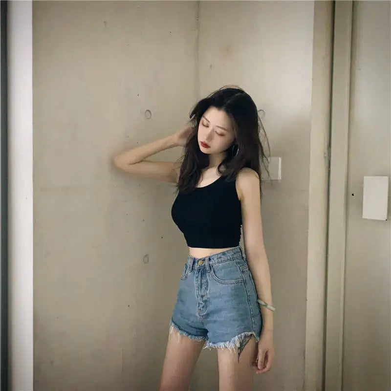 Summer Crop Sexy Tops Women 2022 Women Y2k Aesthetic Clothes Sleeveless Short Vests White Black Grey Korean Harajuku Tank Top