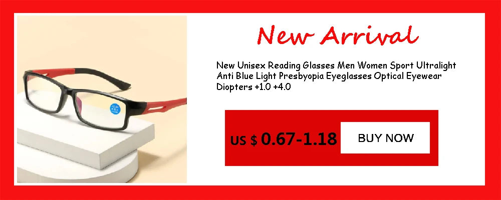 Reading Glasses Men Women Sports Anti-blue Light Reading Eyewear Black Red TR90 Frame Presbyopia Eyeglasses +100 to+400 glasses