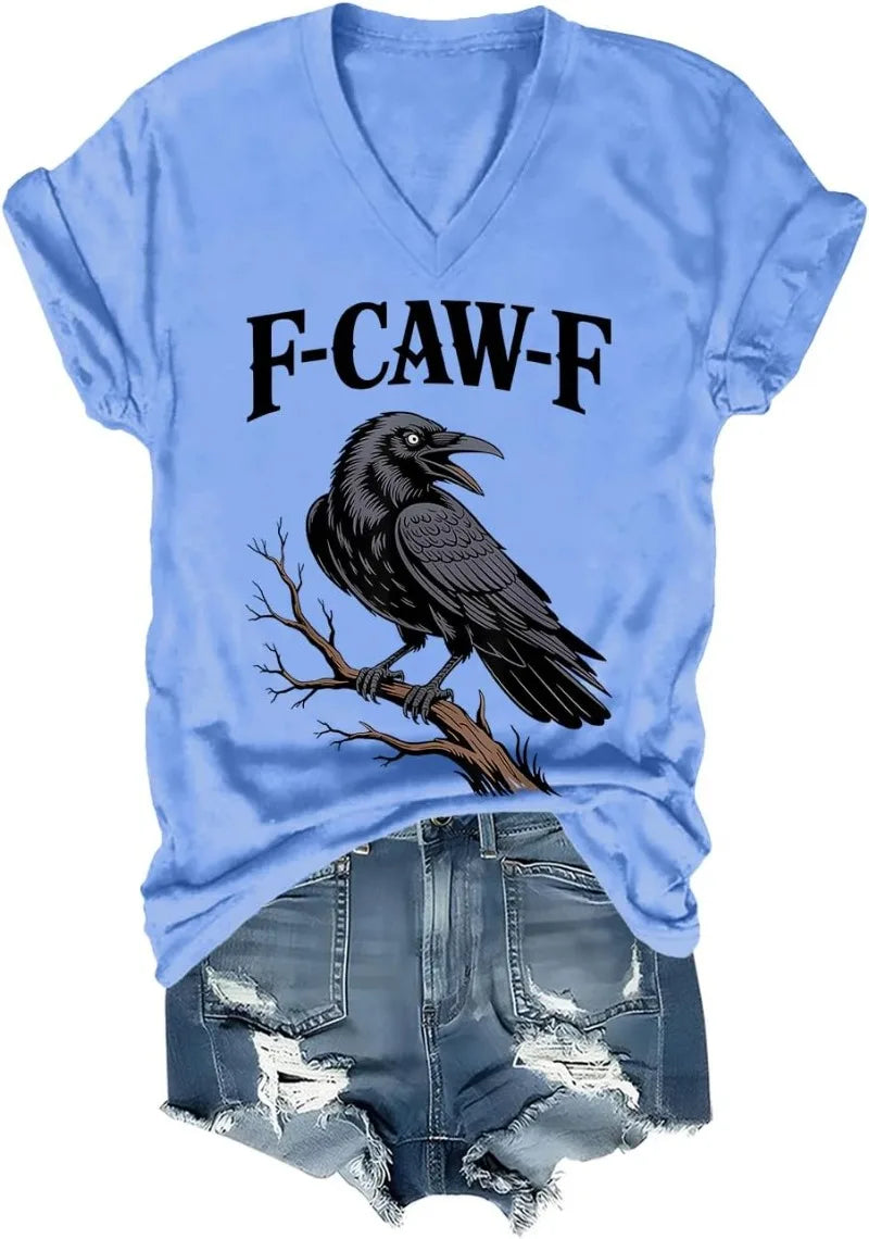 F Caw F T Shirt Women Men Fcawf Crow Graphic Tee F-Caw-F Crow Shirt Graphic T Shirts Women Clothes