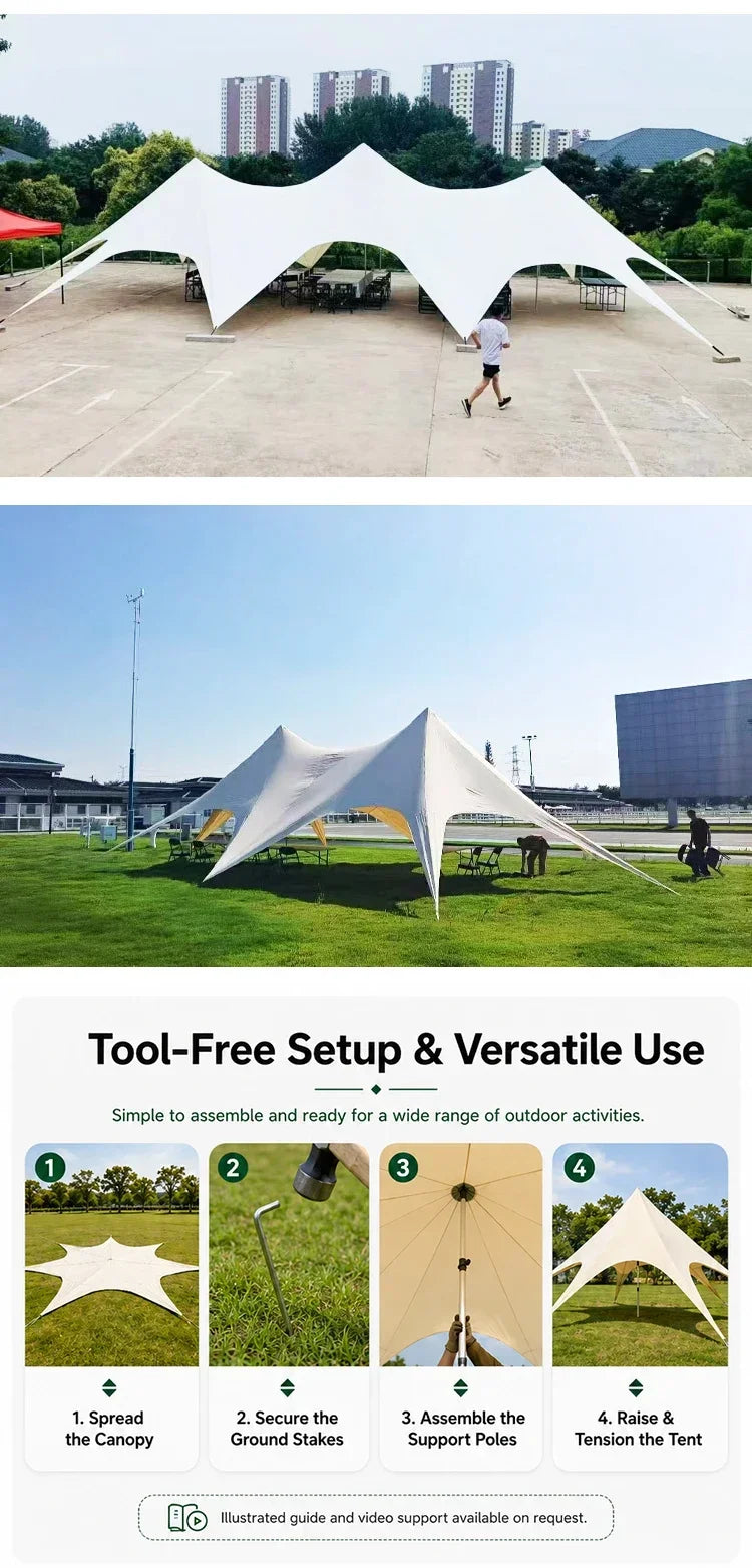 Large Outdoor Canopy Tent Waterproof Sun Shade Shelter Heavy Duty Camping Glamping Tent Backyard Wedding Party Event Tent