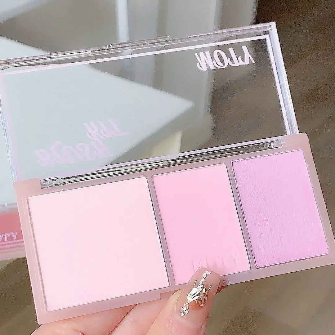 Pink Series 3 Colors Blush Makeup Palette Mashed Potato Texture Matte Cheek Tint Contour Shadow Blusher Cosmetics Rouge Powder