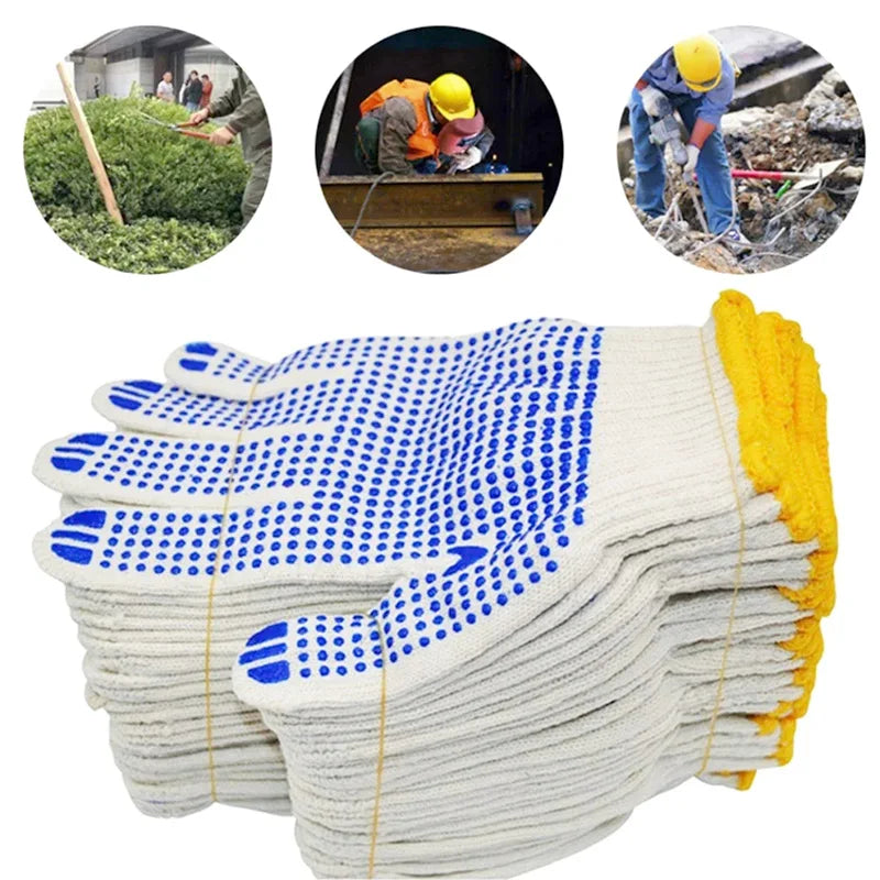 10 pairs of household gardening labor protection elastic rubber dot gloves work professional anti-slip wear-resistant Mittens