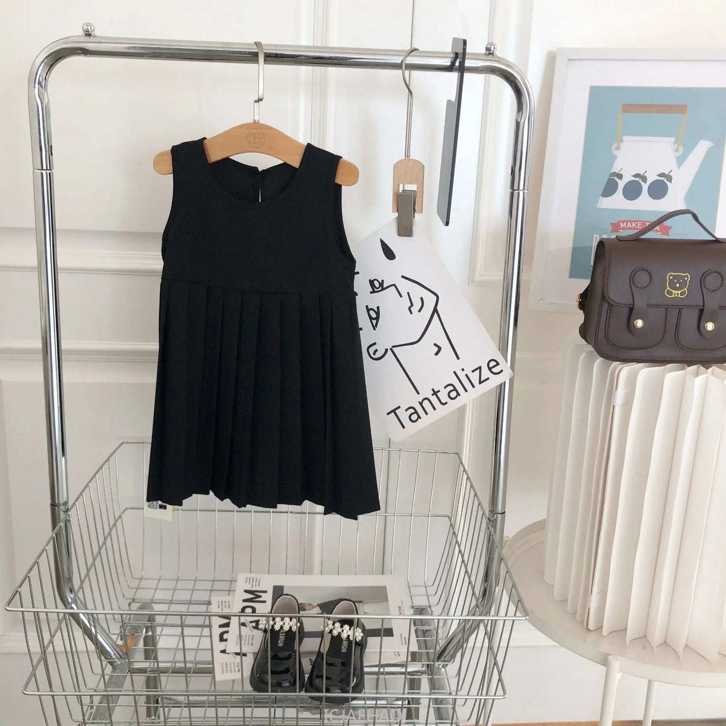 Sundress Black for Girls Children Junior Dress Elementary School Student Uniform Suit School Kids White Blouse Pleated Skirt Set
