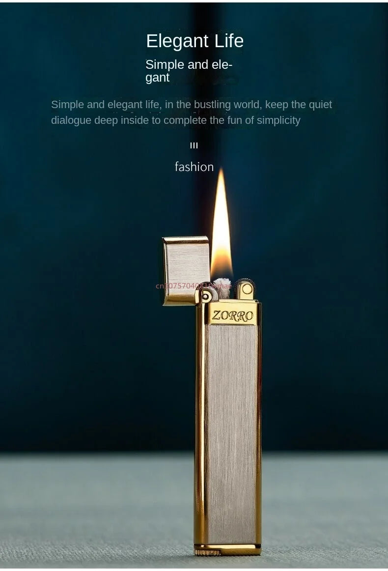 ZORRO High-end Kerosene Lighter Mini Metal Cigarette Lighter Windproof Lighter Portable Open Flame Lighter Gifts for Boyfriend