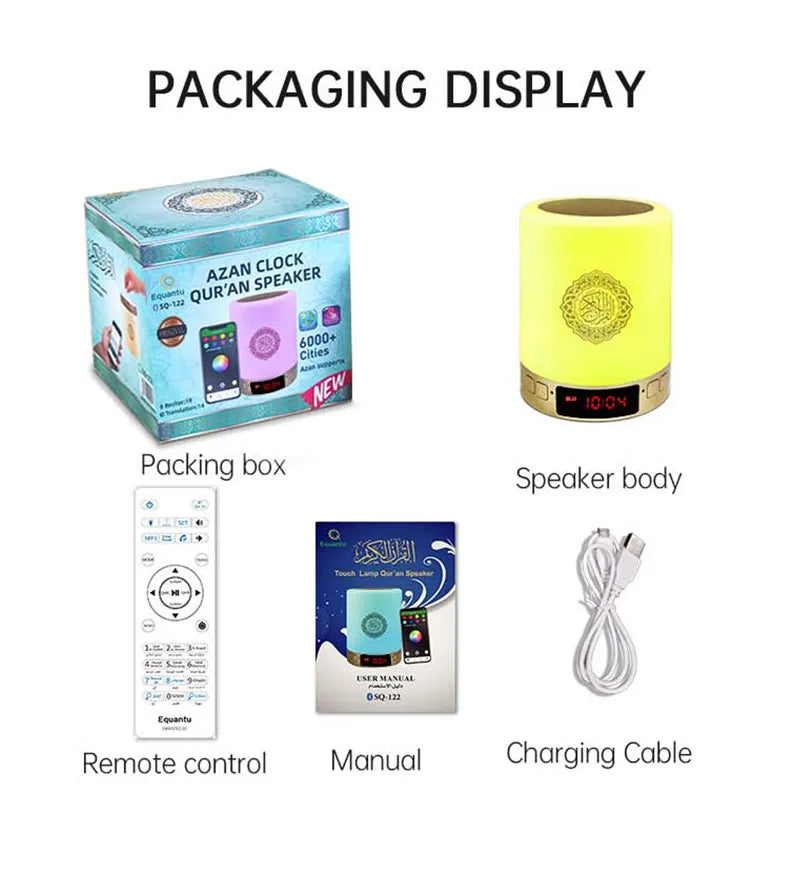 Islamic Wireless Portable Quran Speaker LED Night Light Koran Lamp With AZAN Clock Mp3 Player Muslim Gift Veilleuse Coranique