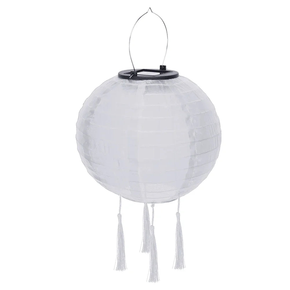 Solar Lantern Lamps Outdoor Waterproof Nylon Hanging Lantern Chinese Traditional Ornament for Restaurant Home Festival Decor