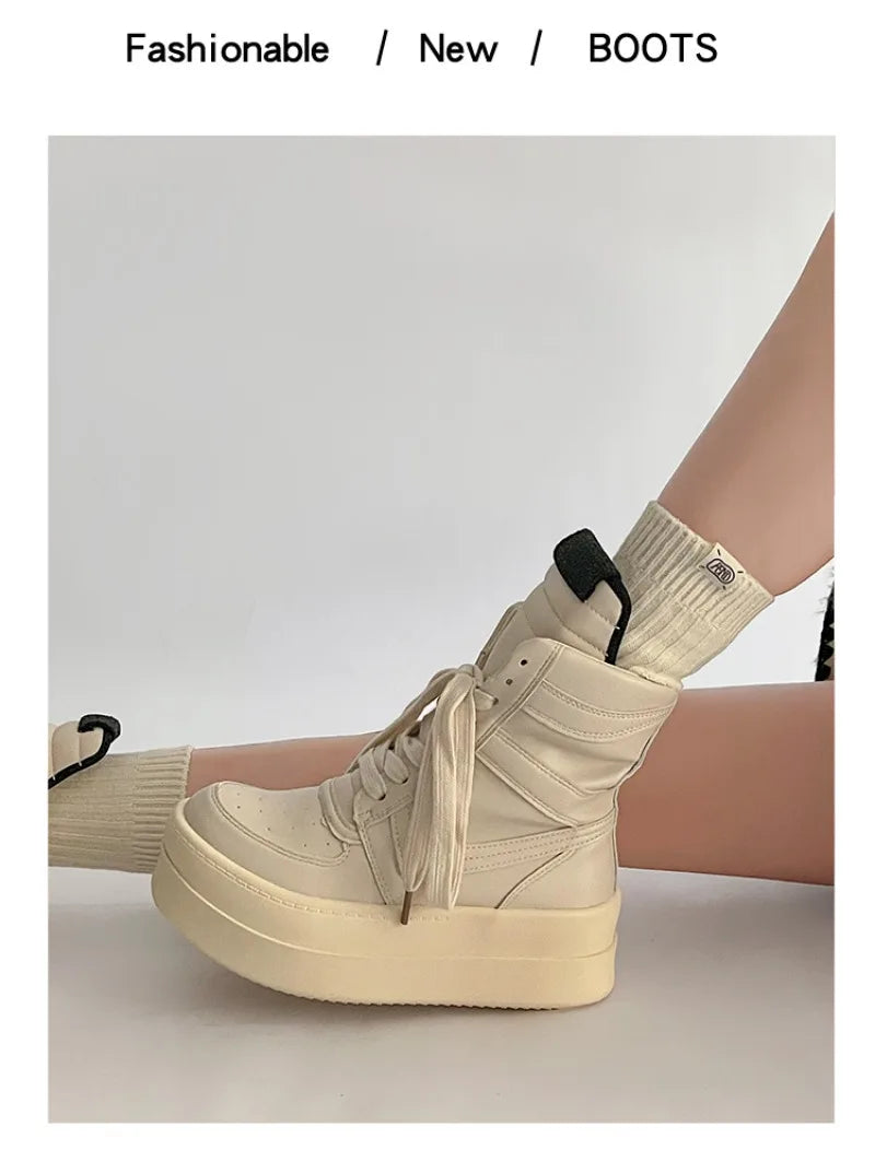 Shoes for Women Women's Ankle Boots Trendy Retro High-top Women's Shoes Fashion Casual Chunky Platform Luxury Designer Sneakers