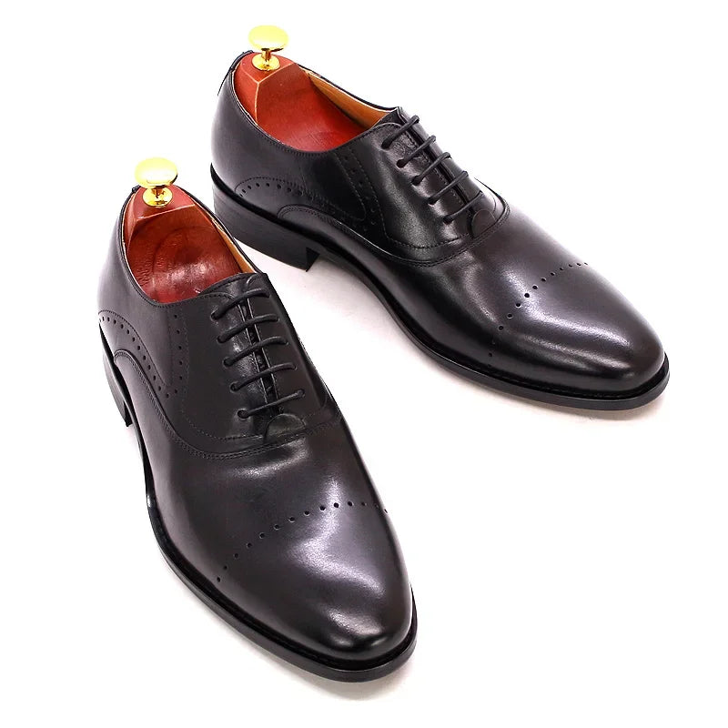 Genuine Leather Mens Dress Shoes Black Formal Social Shoe Male Business Wedding Derby for Man Luxury Italian Oxford Loafers 2025
