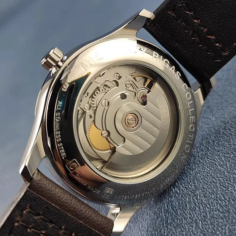 Men's Automatic Watch, Business Haiou ST2130 Caliber, Burnt Blue Ultra-Thin Hands with Date Display