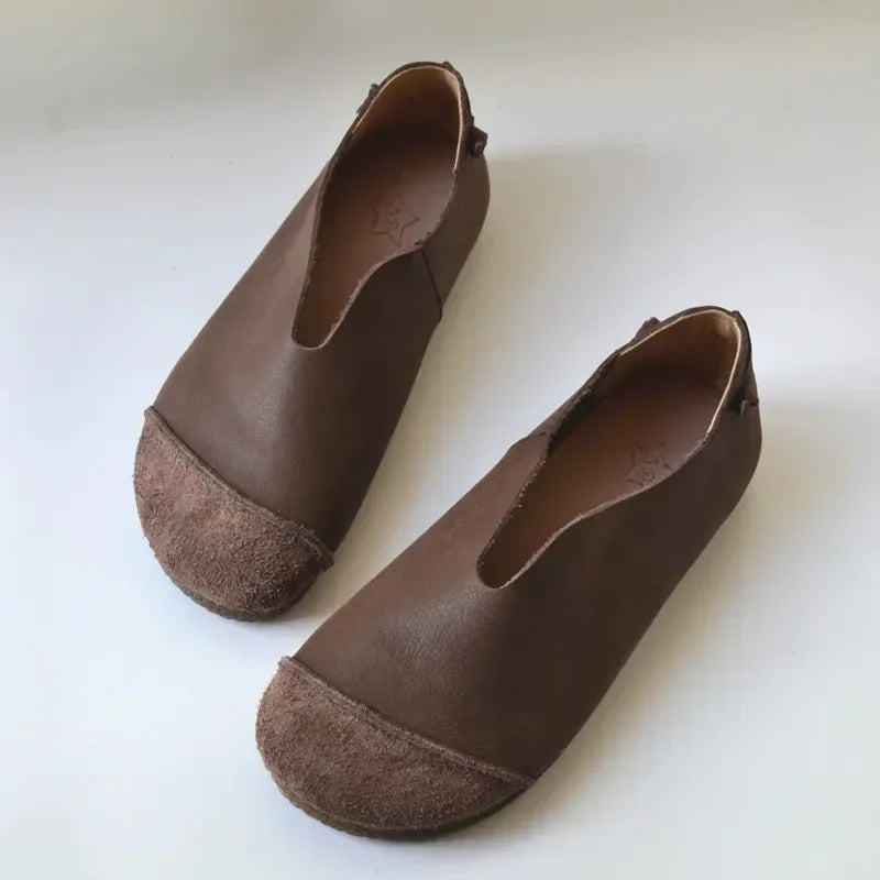 Men's Leather Loafers Shoes Wide Toe  Retro Soft-soled  Flat Summer Drivening Shoes Women 43 44 Shoes