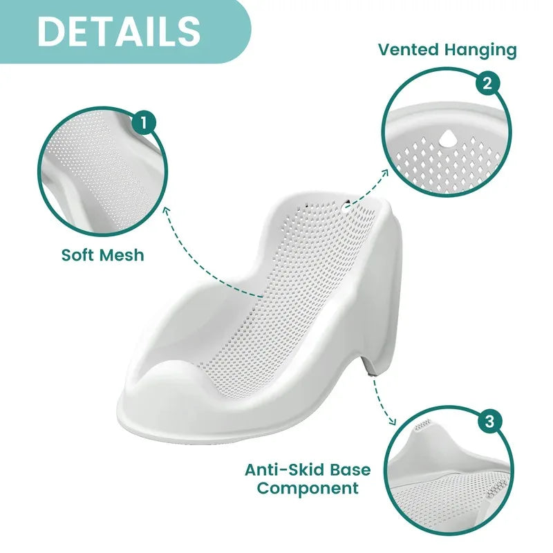 Soft Baby Bath Support for Newborns - Ergonomic, Easy to Clean, Comfortable & Secure Infant Bathing Seat