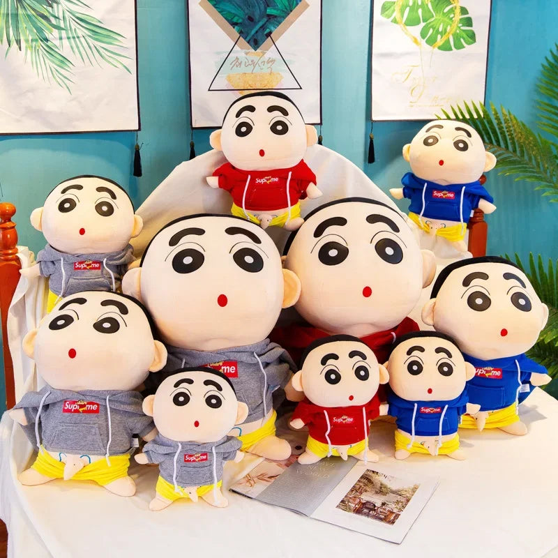 26-70cm Anime Crayon Shin-chan Doll Plush Red Blue Hoodies Detachable Collection Kawaii Stuffed Toys Dolls Bedroom Decoration