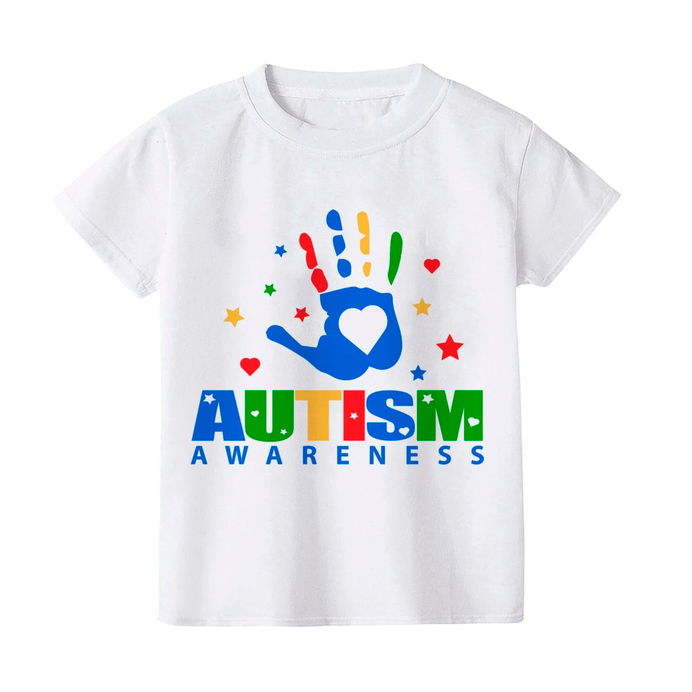 Autism Awareness Kids Tshirt Toddler T-shirt Boy Girl Clothes Autism Heart Chilld Shirt Care for Autistic Patients Children Tee