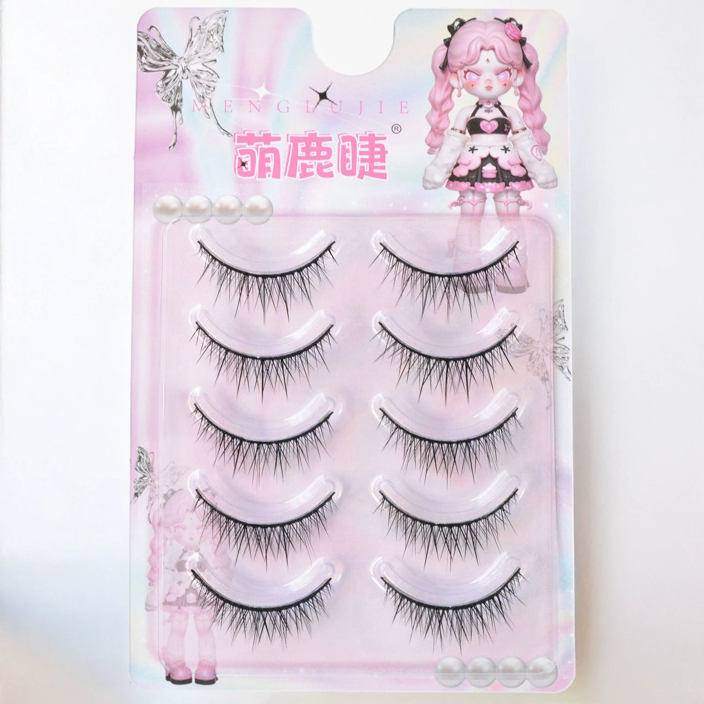 Strips False Eyelashes Full Strip Hard Stem Baby Straight Fish Tail fake eyelash Natural lashes for Double Eyelid Cosplay