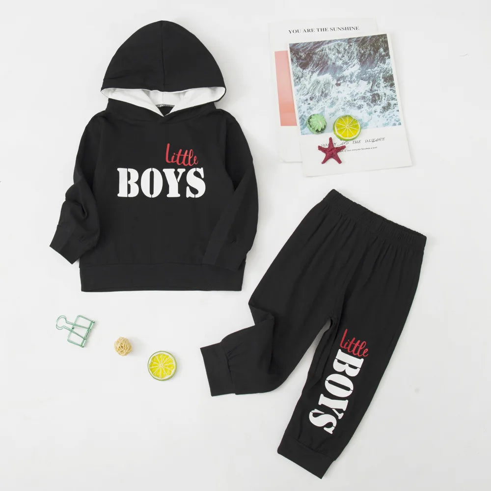 Newborn Baby Boys Clothes Letter Printing Long Sleeves Hooded+Pants Sportswear Spring Casual Children Sport Tracksuits 0-2 Yrs