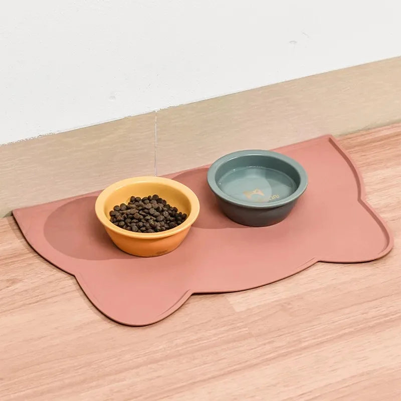 Pet Dirt Resistant Silicone Food Mat Portable Waterproof Leakproof Non-Slip Feeding Mat Bowl Mat Mat for Cats Dogs Pet Supplies
