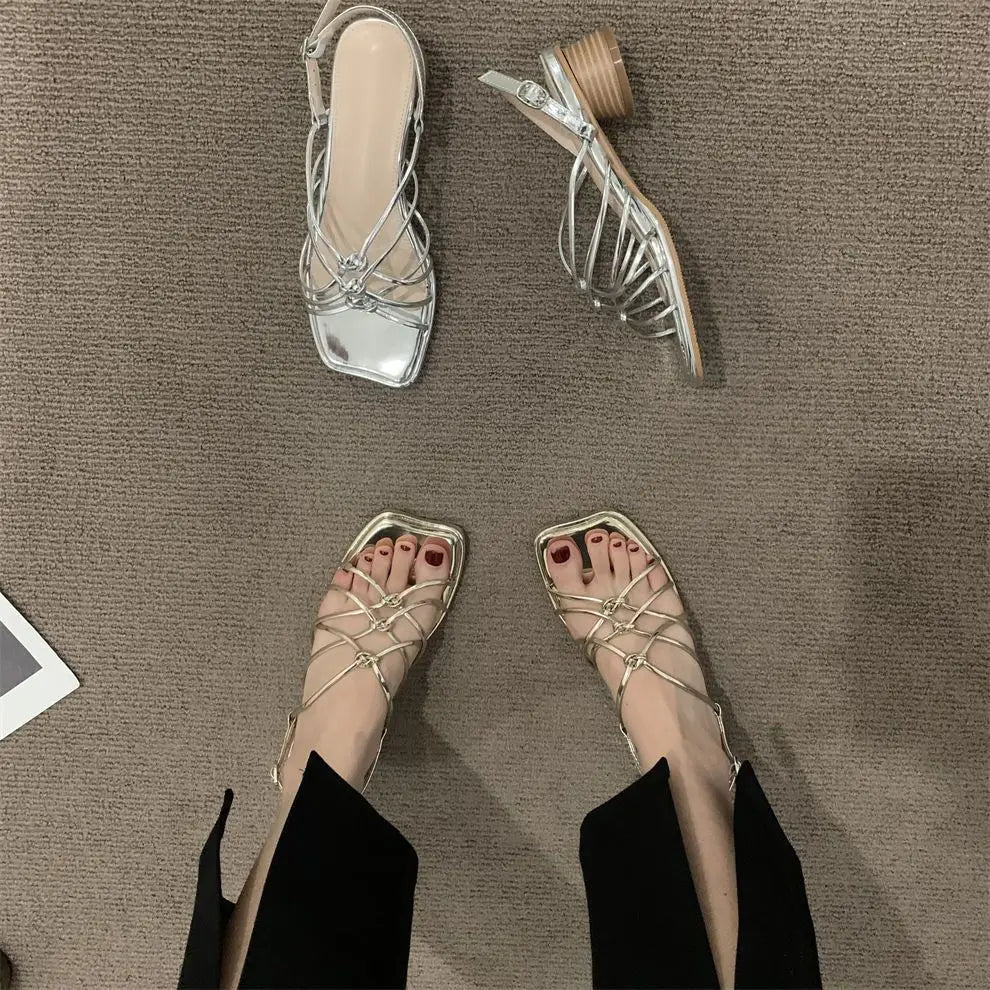Ladies Shoes with Low Heels Summer 2025 for Party and Weddings Footwear Sexy Open Toe Sandals Women Daily Wholesale on Offer Vip