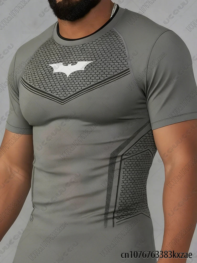 DC Batman Print Men's Sports Running Fitness Top Summer Breathable Quick Drying Long/Short Sleeve Classic Gym Tees Man Tops