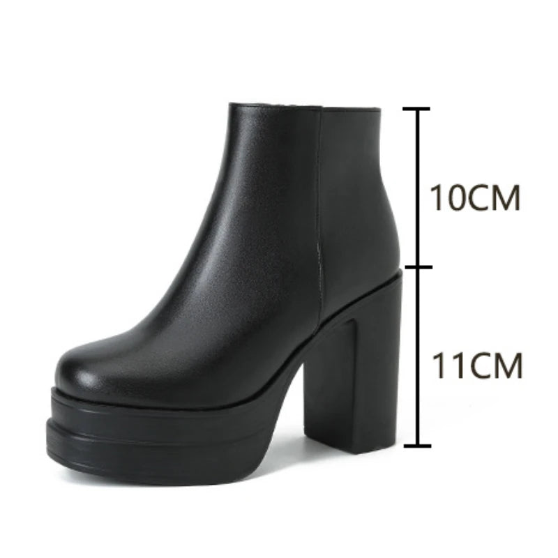 2025 New Women's Boots Sexy Ultra High Heels Woman Round Toe Boots Platform Shoes Women Shoes Ankle Boots Zipper Party Shoes