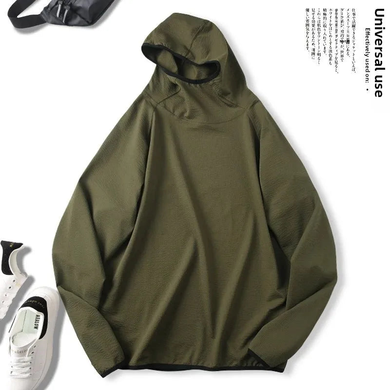 Unisex Outdoor Mountain Series Loose Fit Hoodie Thin Bubble Hooded Sweatshirt Breathable Long Sleeve T-Shirt for Teens