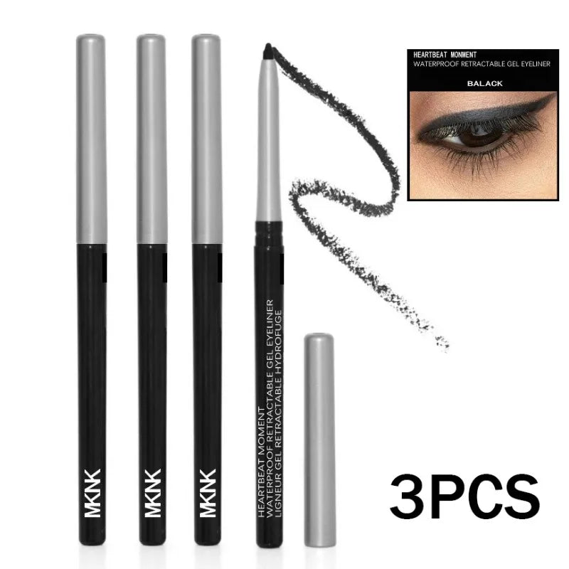 1-3pc Waterproof Black Eyeliner Pencil Smudge-proof Long-lasting Dark Brown Cream Gel Eye Liner Pen Beginner-Friendly Eye Makeup