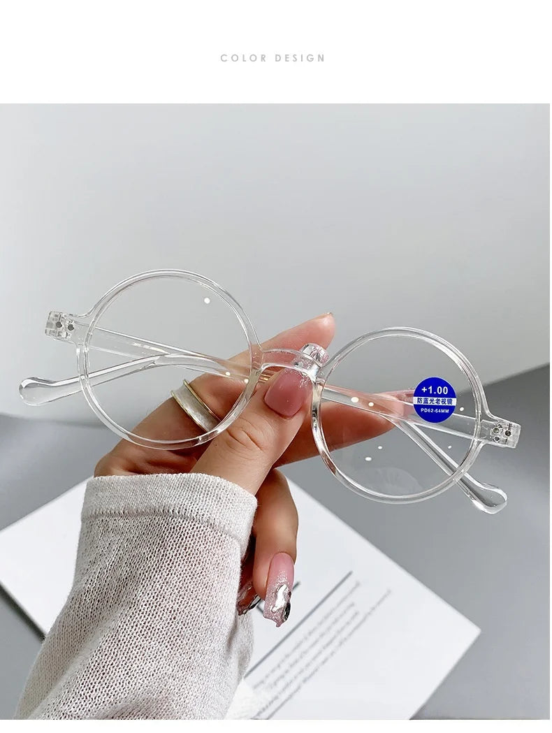 Trendy Round Small-Frame Reading Glasses for Men and Women, Middle-Aged and Elderly People, for Reading Books and Newspapers