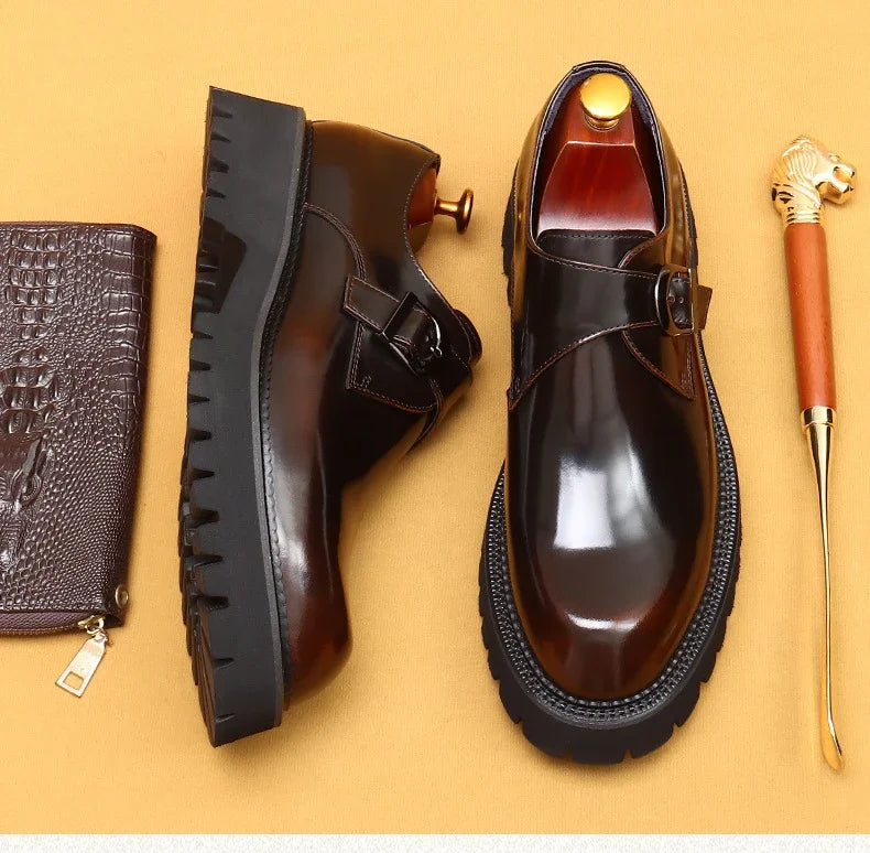 Italian Patent Leather Mens Dress Shoes Luxury Brand Handmade Fashion Platform Elegant Genuine Leather Wedding Oxfords Shoes Man