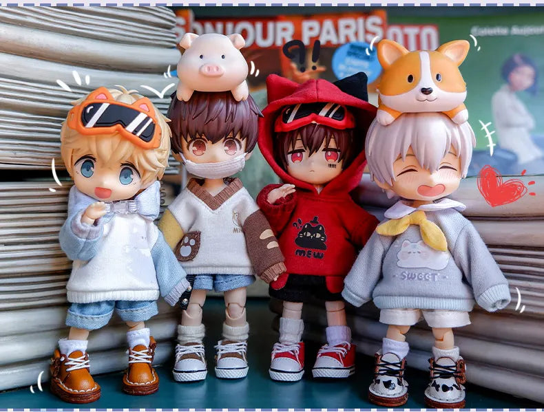 Ob11 Doll Clothes Cute Cat Coats Dolls Hoodies Sweatshirts With Cat Pattern For Obitsu11, Molly, Gsc Body, Ymy, 1/12bjd Doll