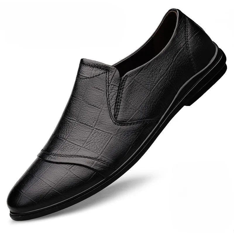 Social Shoe Male Spring Autumn Brown Men's Formal Shoes Round Toe Black Official Leather Casual Cowhide Footwear Clothing Office