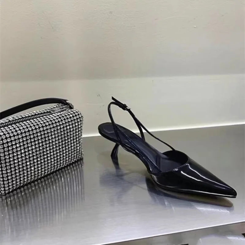 Women Pointed Toe Heels Shoes Sandals 2025 Dress Party Fashion Summer Slippers New Walking Flip Flops Pumps  Slides