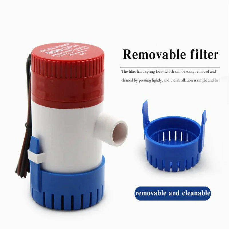 Submersible Bilge Pump 12v 24V 1100GPH 750GPH 500GPH Mini Electric Water Pump Used In Boat Seaplane Motor Homes Houseboat