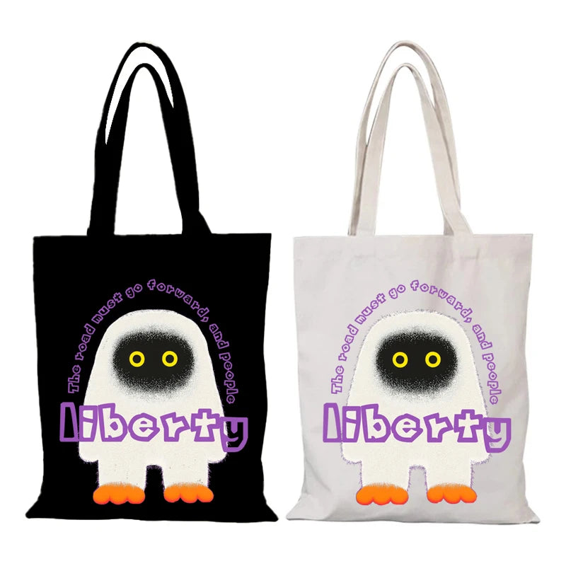 Women's Bag Cartoon Lady Bags New Handbags Man Tote Bag Eco Shopper Shopping Beach Cloth Canvas Handbag Shoulder Foldable the