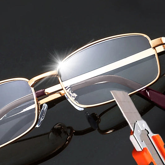 Reading Glasses Real Glass Lens Men Women Square Full Frame Presbyopic Glasses Anti-Scratch Diopter Eyewear +1.5 2.0 2.5