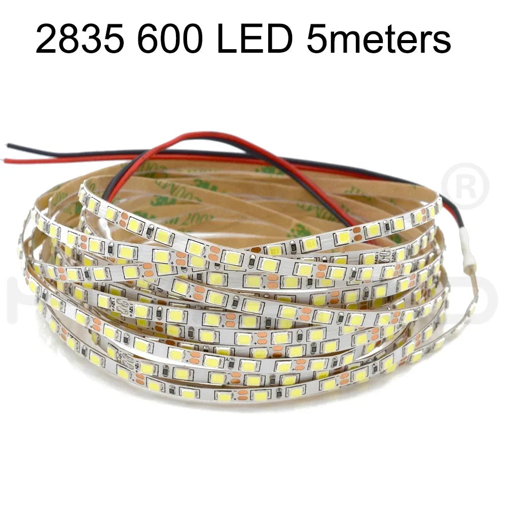 5M 600LEDs LED Strip 2835 DC12V 120LEDs/M Flexible Light Belt Led Ribbon Tape Home Decoration White Blue Red Green Lamp Strips
