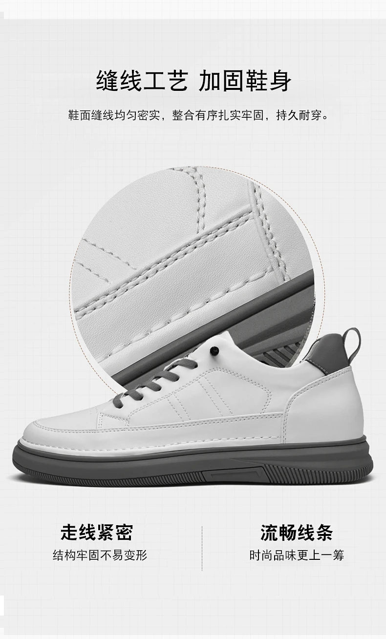 Spring Autumn Men's Inner Heightening Shoes Leather Sports Casual Shoes Invisible Height Increasing Shoes Men Sport Elevator 8CM